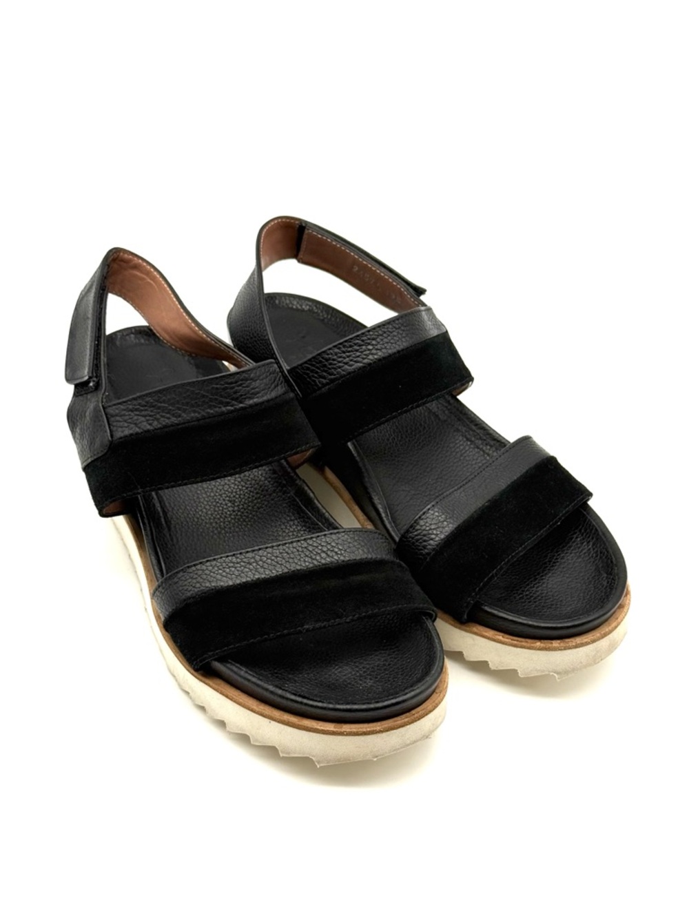 Homers Artisan Crosta Negra Leather Slingback Platform Sandal Black EU 39 US 9